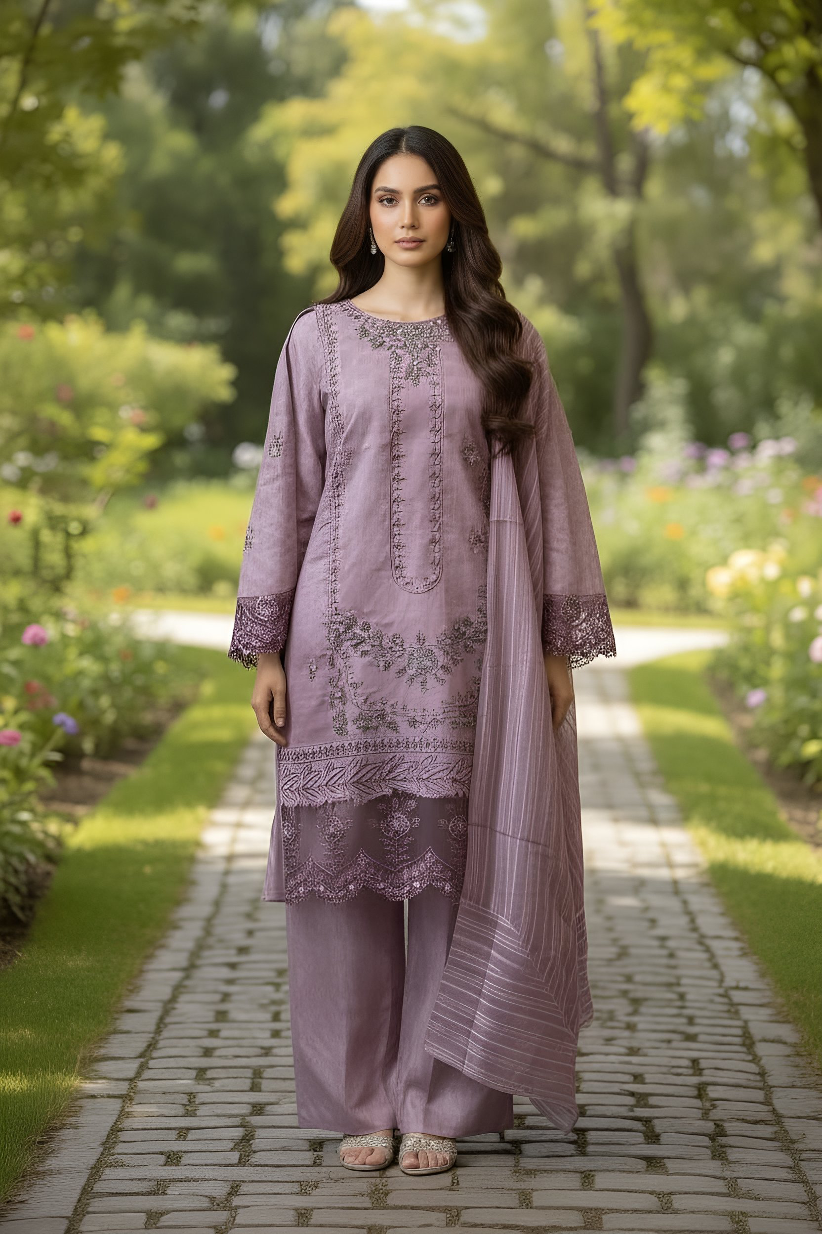 Dastoor Article -3: Embroidered 3 Piece Suit