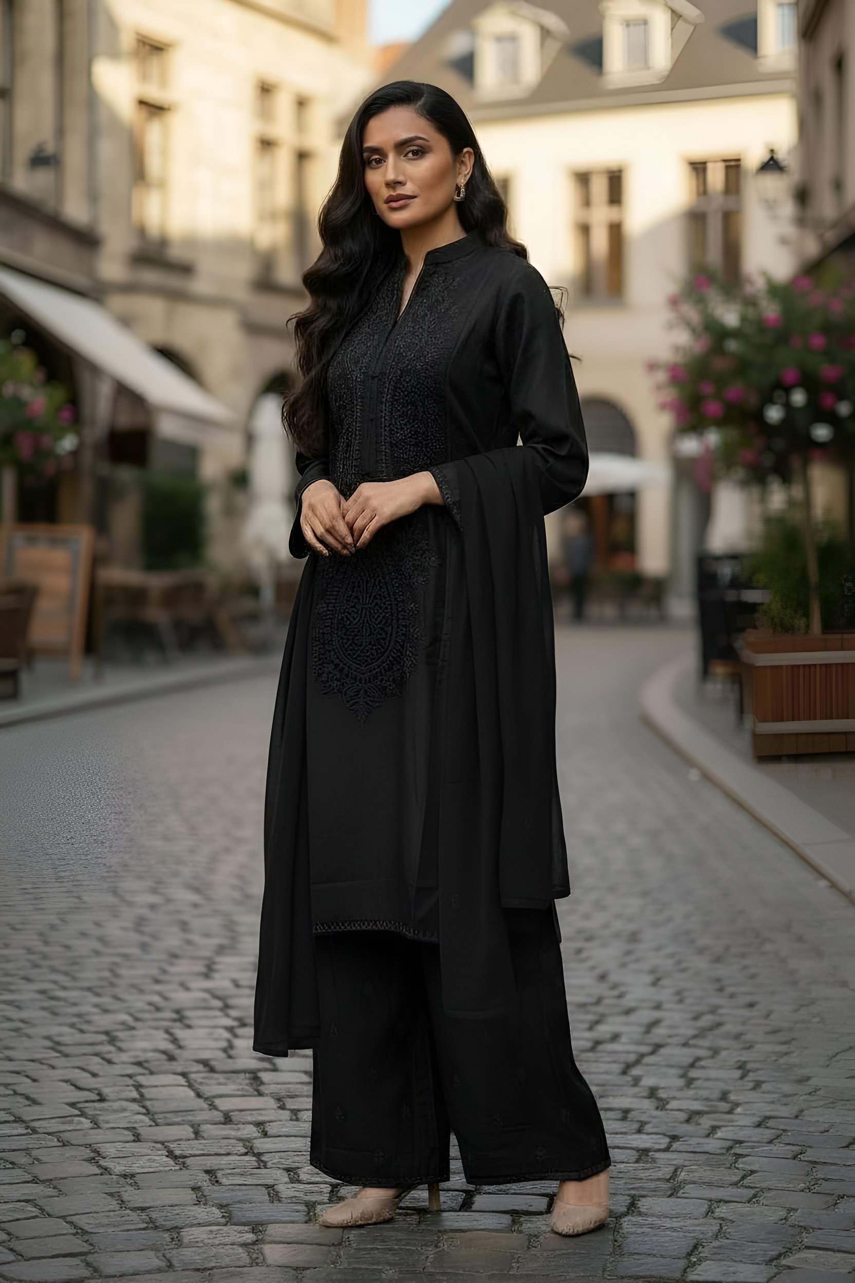 Dastoor Article -10: Kaddar Embroidery Three piece suit