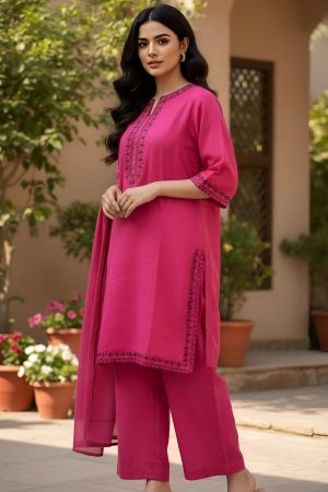 Dastoor Article-12: Khaddar Embroidery Three Piece Suit