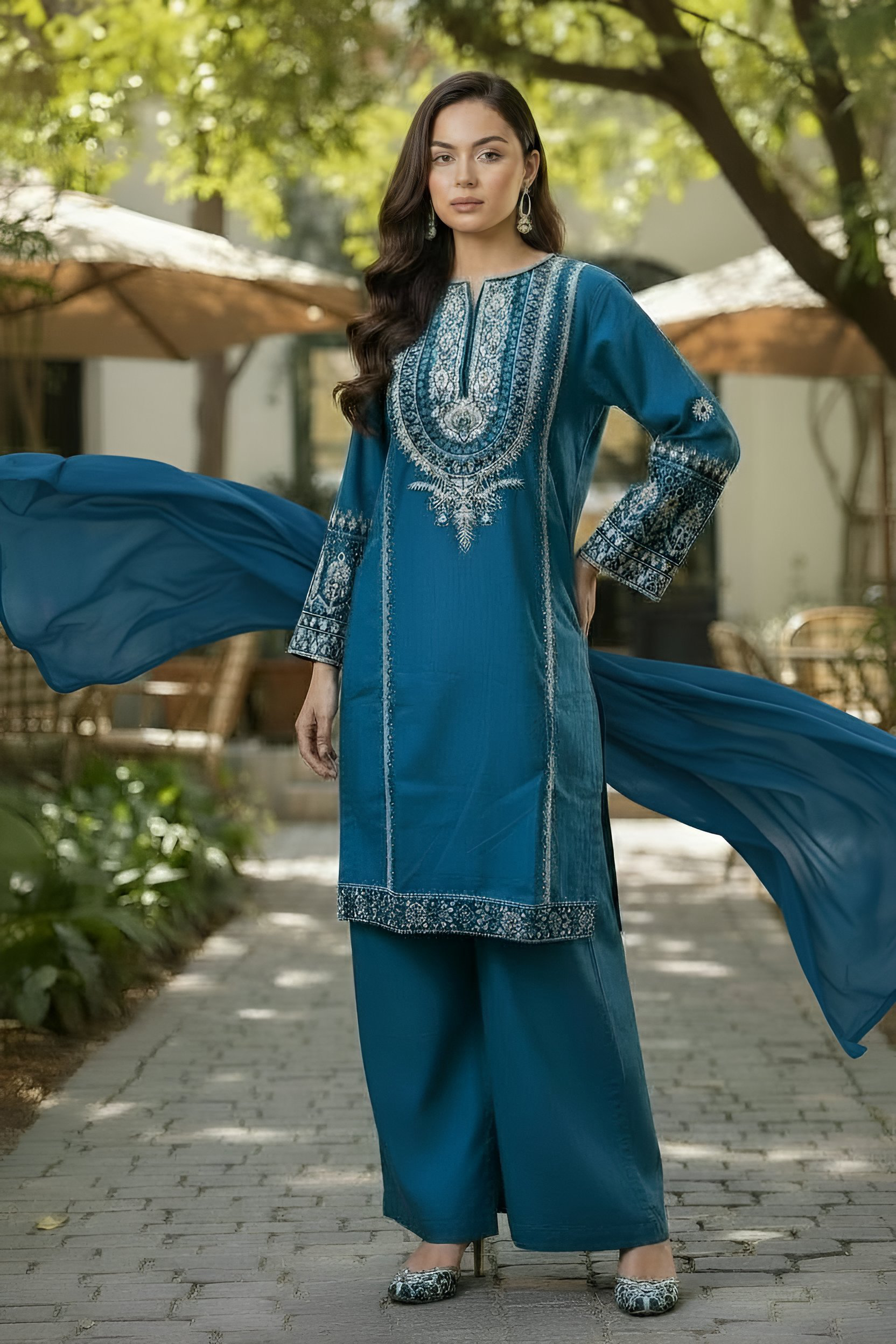 Dastoor Article-13: Kaddar Exclusive Three Piece Golden Work Suit